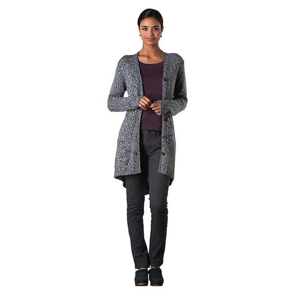 Horny Toad Marvelous Long Merino Wool Gray Long Sleeve Cardigan - Picture 1 of 6